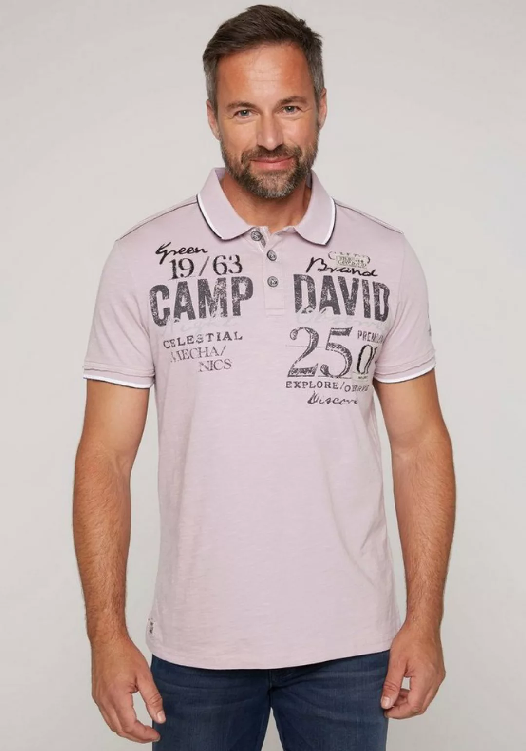 CAMP DAVID Poloshirt mit Logo Print, Stickereien und Patches günstig online kaufen