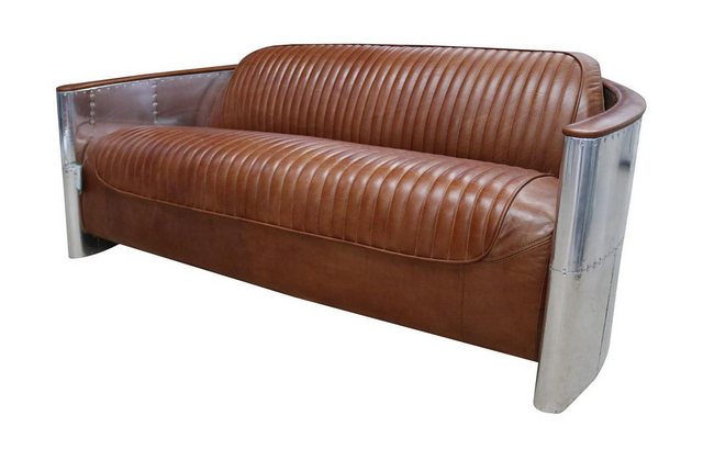 Xlmoebel Sofa Vintage Ledersofa für drei Personen im Design-Club-Stil mit, günstig online kaufen