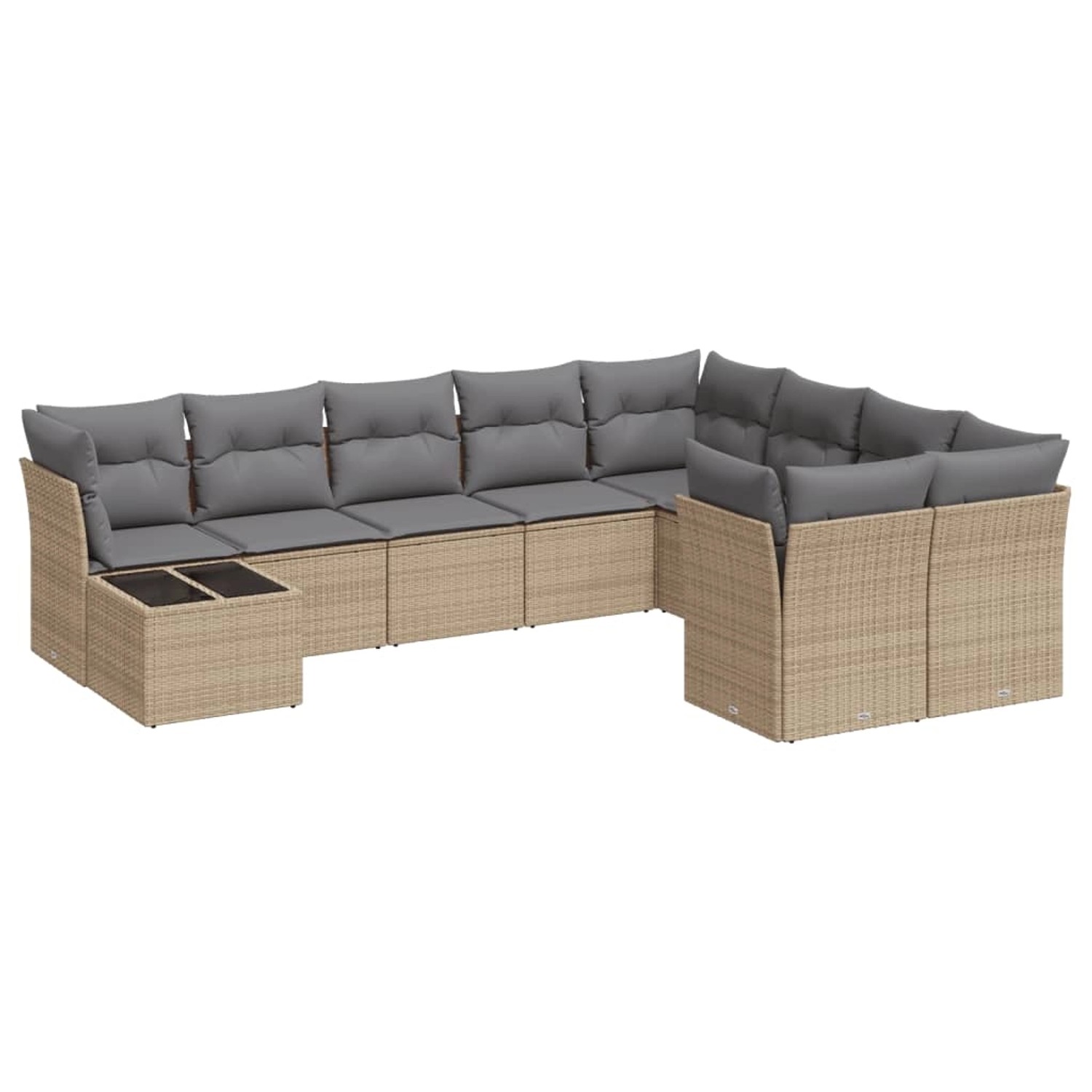 vidaXL 10-Tlg Garten-Sofagarnitur mit Kissen Beige Poly Rattan 3218189 günstig online kaufen