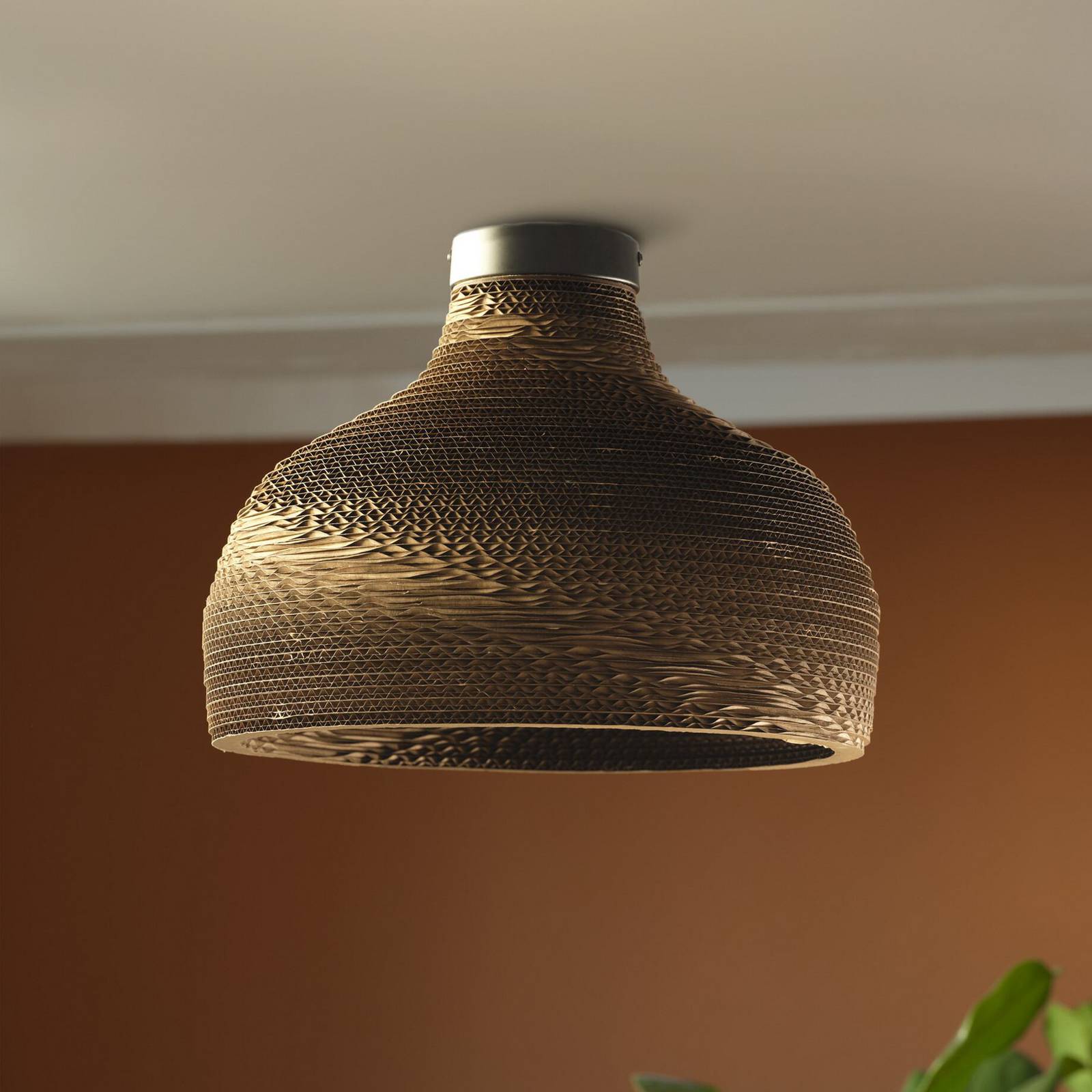 OSRAM Deckenleuchte HAT, braun, Ø 36 cm, Wellpappe, E27 günstig online kaufen