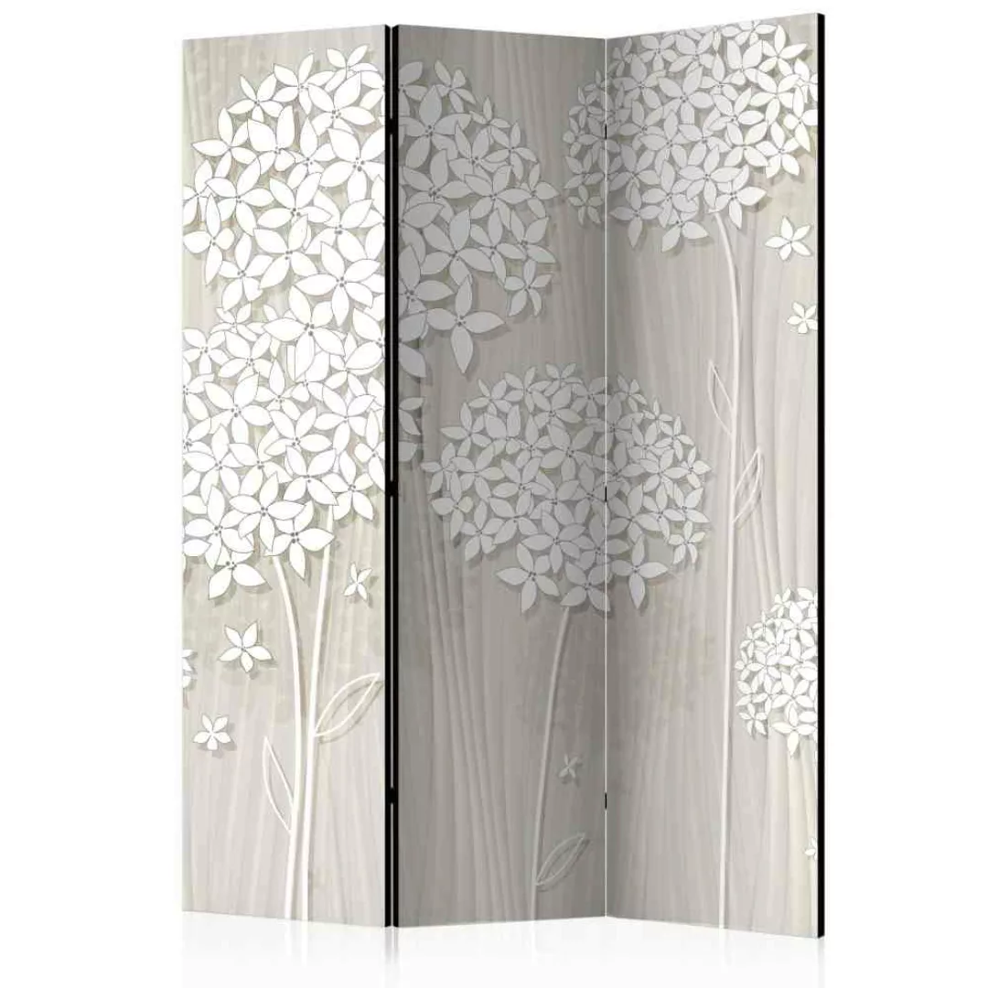 Esszimmer Paravent mit abstraktem Blüten Motiv 135 cm breit günstig online kaufen