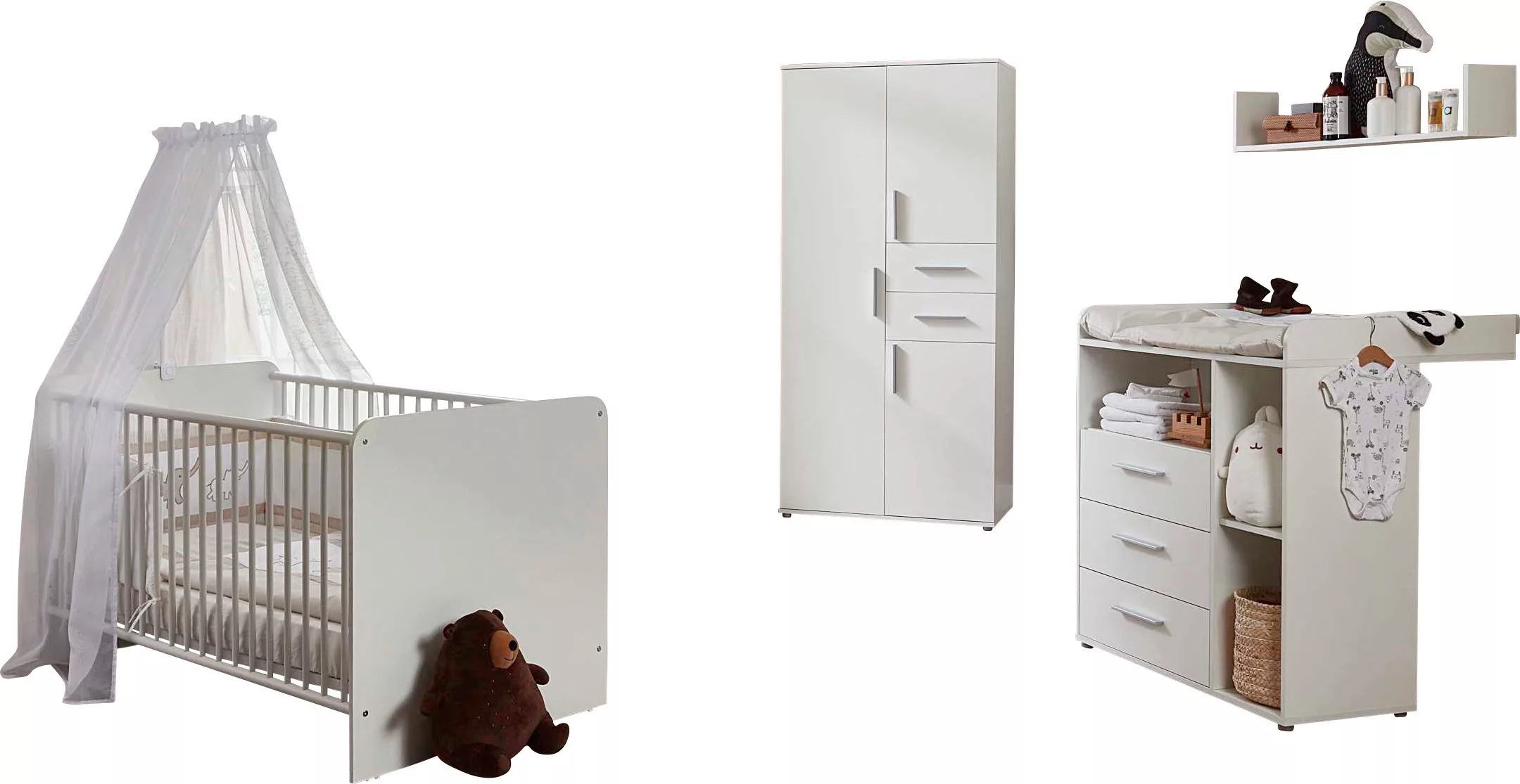 BMG Möbel Babyzimmer-Komplettset "Lea", (Set, 4 St., Bett, Wickelkommode, S günstig online kaufen