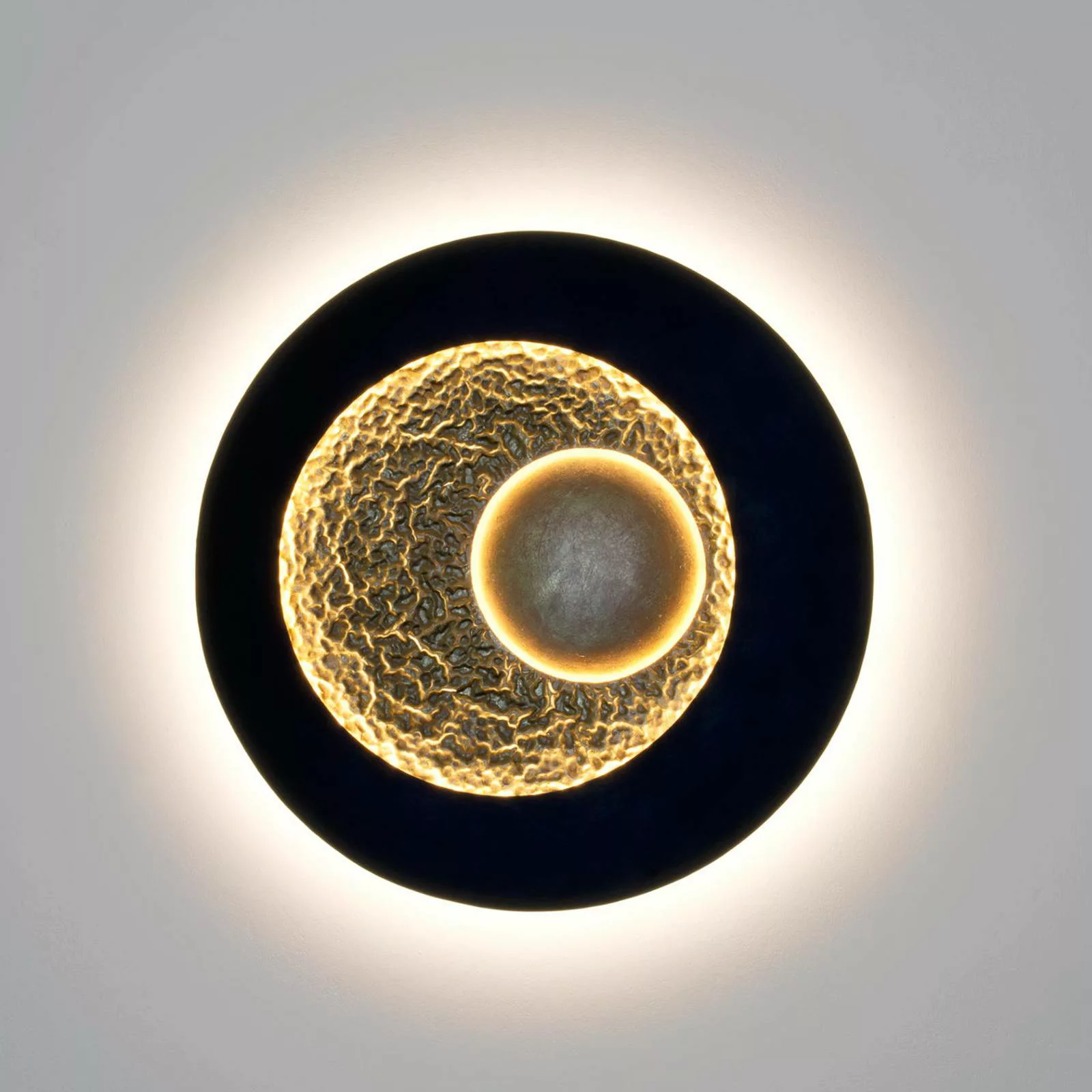 LED-Wandleuchte Urano, braun-schwarz/gold, Ø 60 cm, Eisen günstig online kaufen