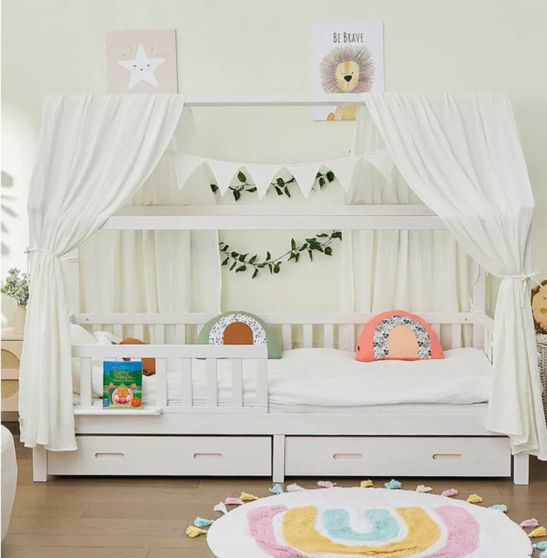 Alavya Home® Hausbett CLOUD I KOMPLETT SET mit Musselin DEKO (Kinderbett 90 günstig online kaufen