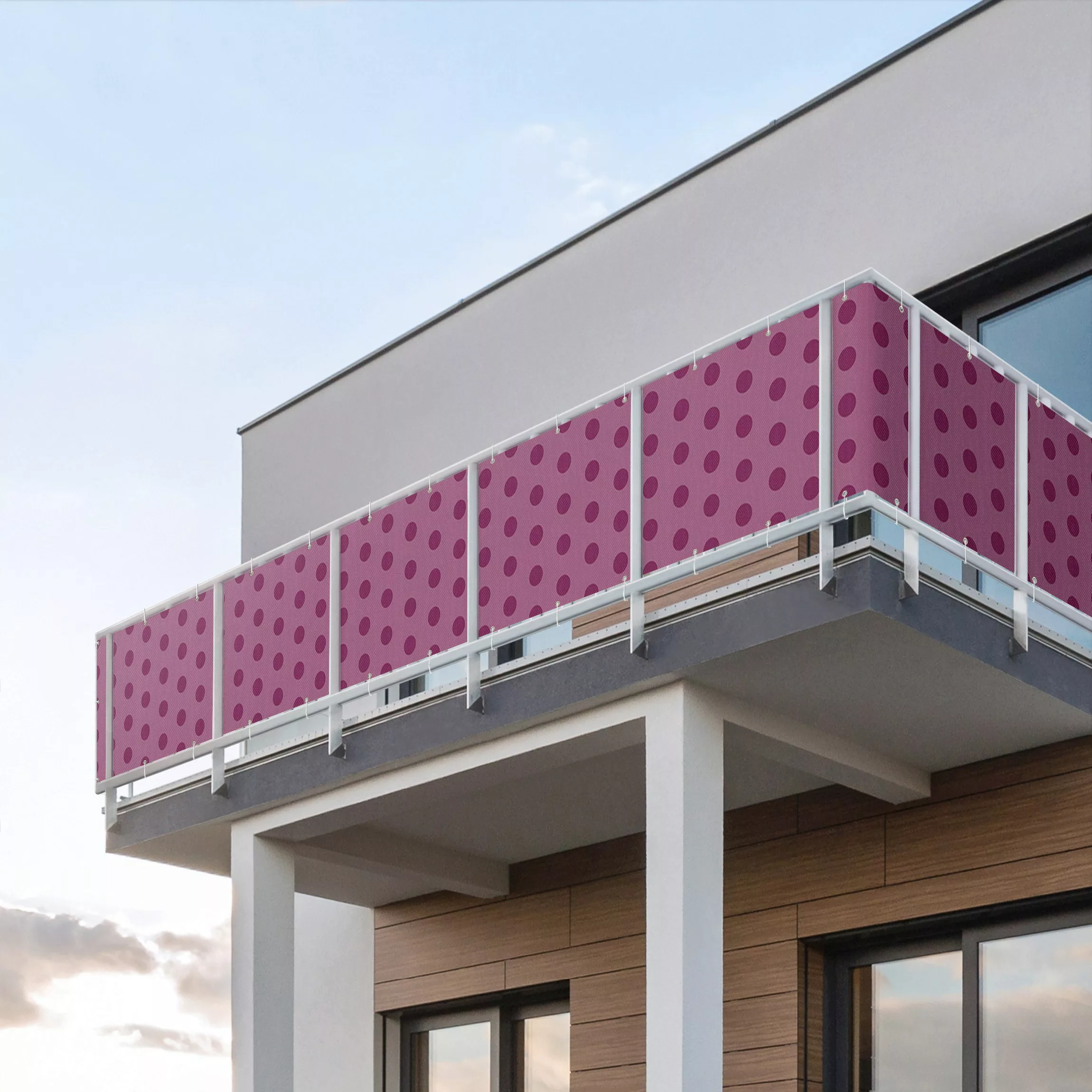 Balkon Sichtschutz Punkte in Fuchsia günstig online kaufen
