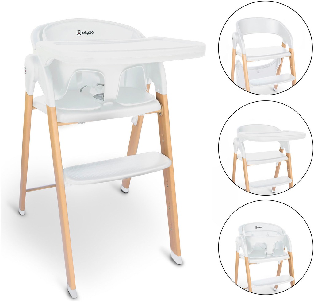 BabyGo Kombihochstuhl »Levels, white wood optic«, platzsparend zusammenklap günstig online kaufen