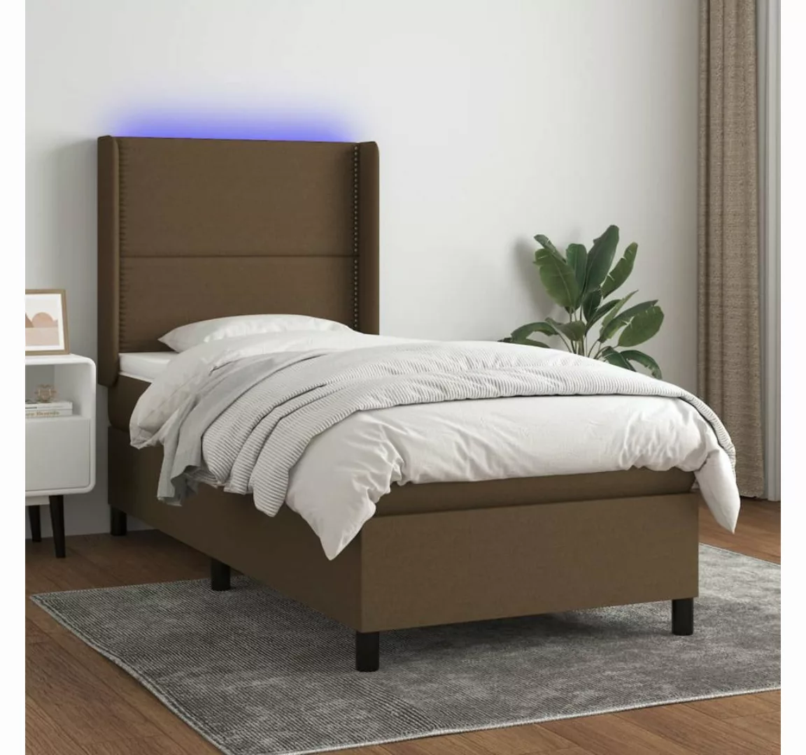 vidaXL Boxspringbett Boxspringbett mit Matratze und LED Stoff (90 x 200 cm, günstig online kaufen