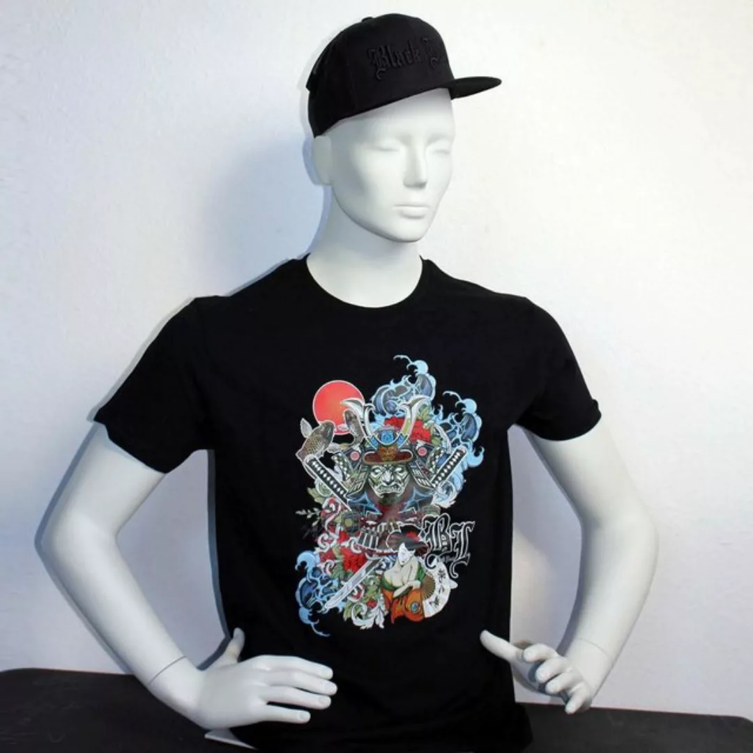 Black Leaf Print-Shirt T-Shirt RONIN 100 % Baumwolle, Atmungsaktiv, Unisex günstig online kaufen