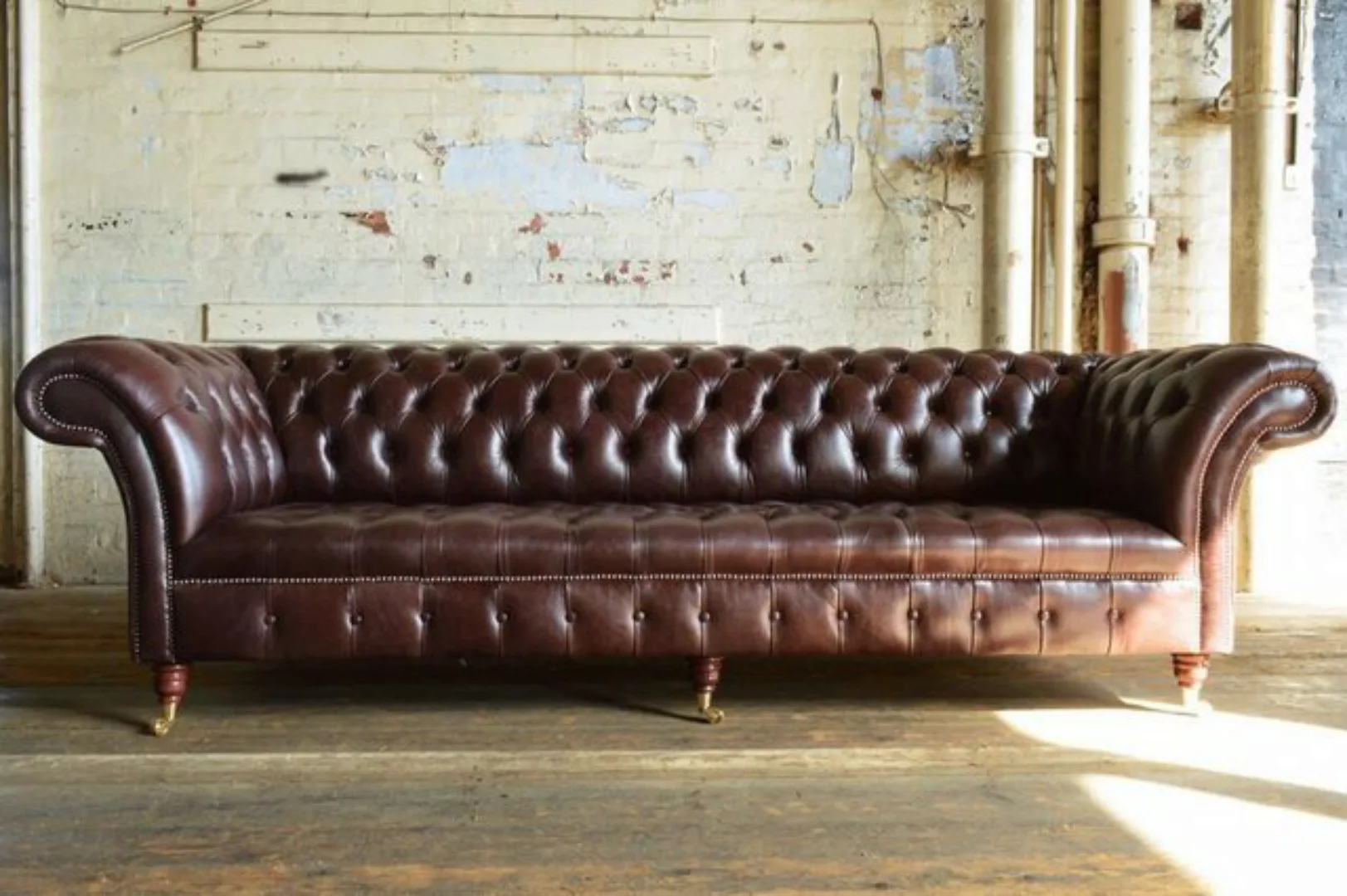 JVmoebel 4-Sitzer Sofa 4 Sitzer design Chesterfield Polster 100% Leder Sofo günstig online kaufen