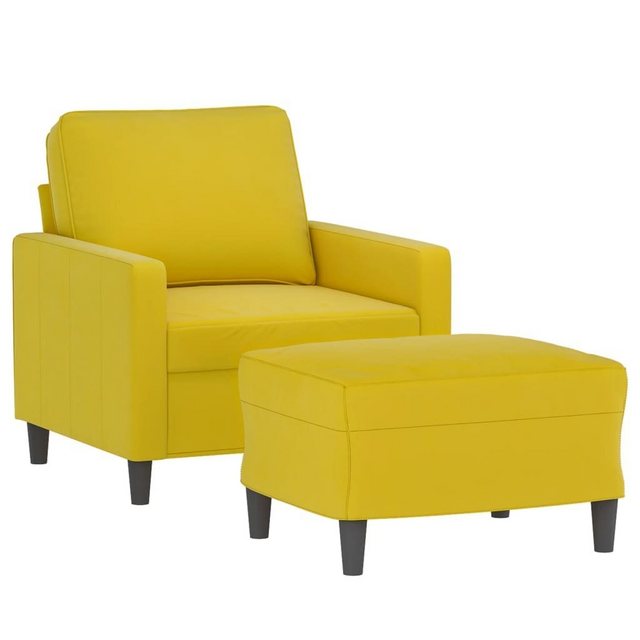 vidaXL Sofa Sessel mit Hocker Gelb 60 cm Samt günstig online kaufen