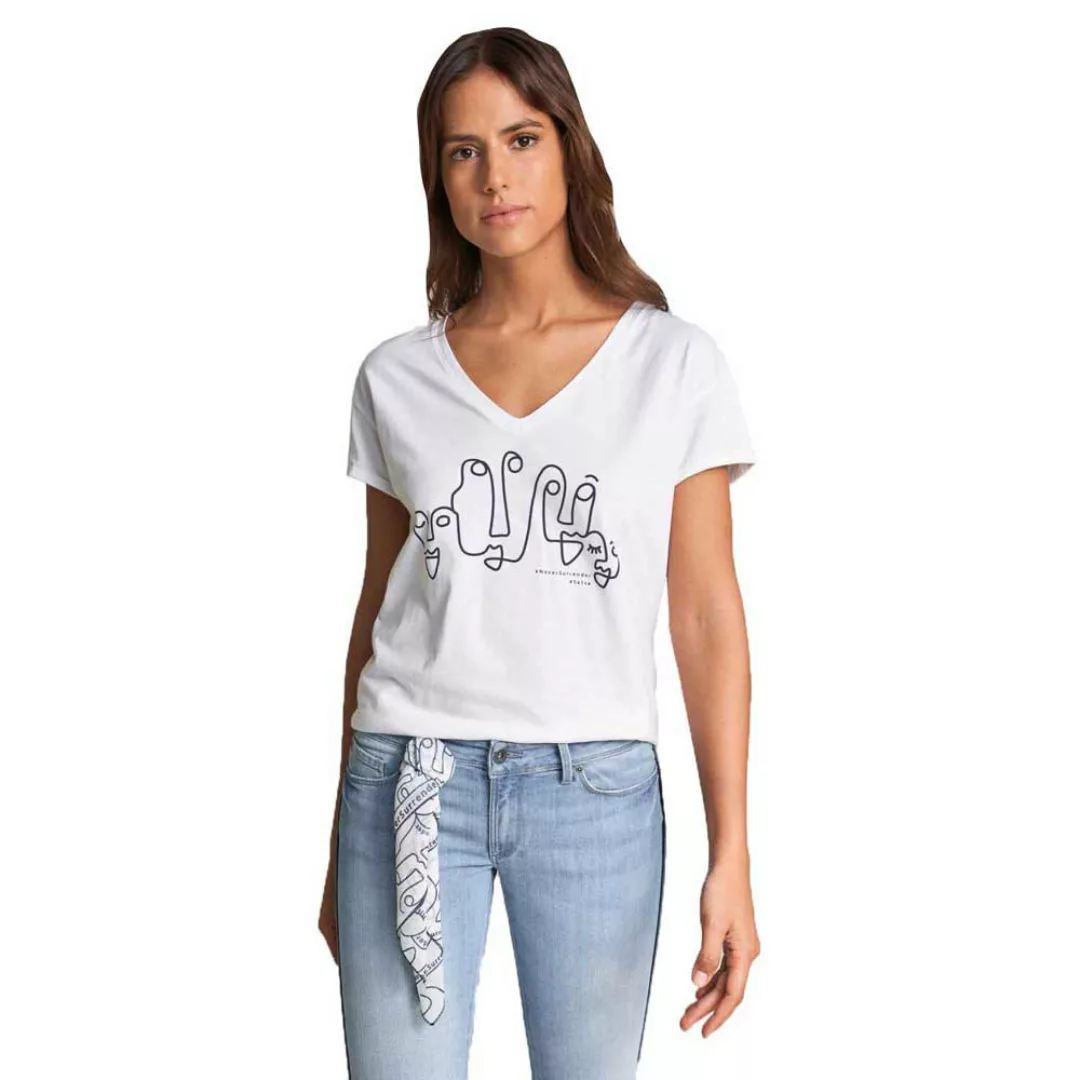 Salsa Jeans Never Surrender V Neck Kurzärmeliges T-shirt L White günstig online kaufen