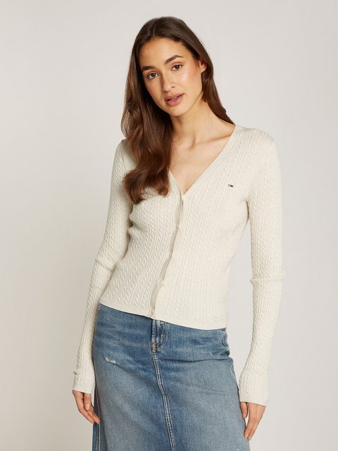 Tommy Jeans Strickjacke "TJW CABLE ESSENTIAL CARDIGAN", mit Zopfmuster, Log günstig online kaufen