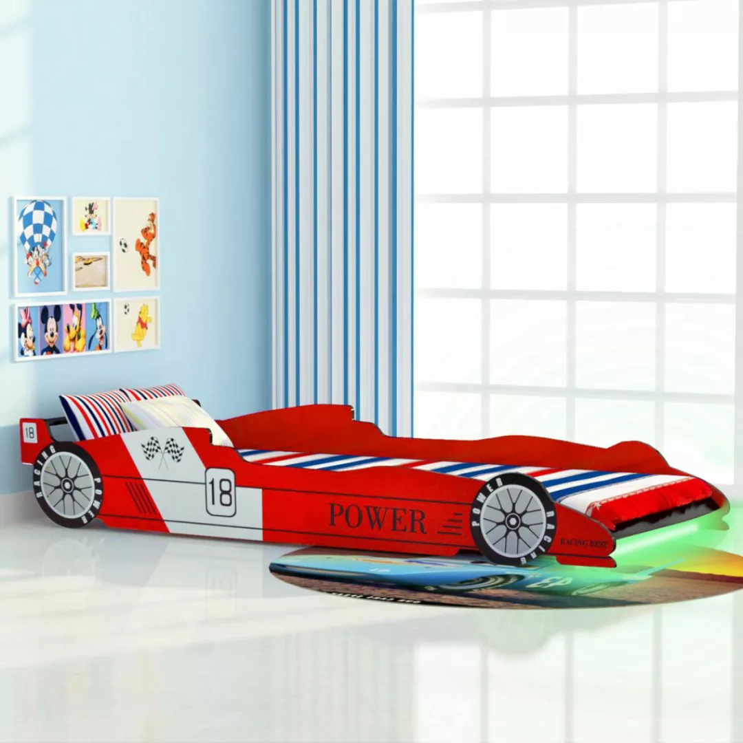 Kinderbett Mit Led Im Rennwagen-design 90 X 200 Cm Rot günstig online kaufen