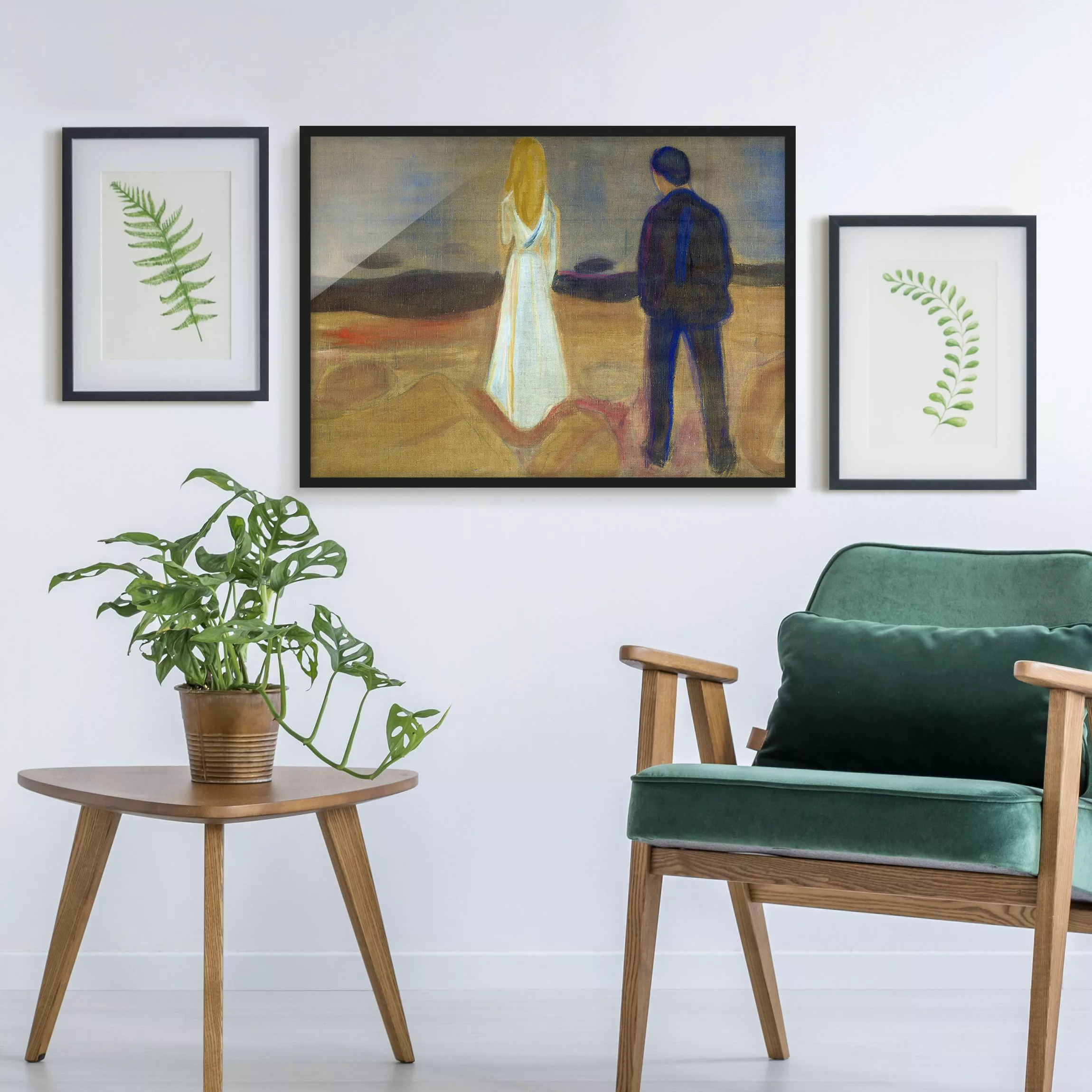 Bild mit Rahmen Kunstdruck - Querformat Edvard Munch - Zwei Menschen günstig online kaufen