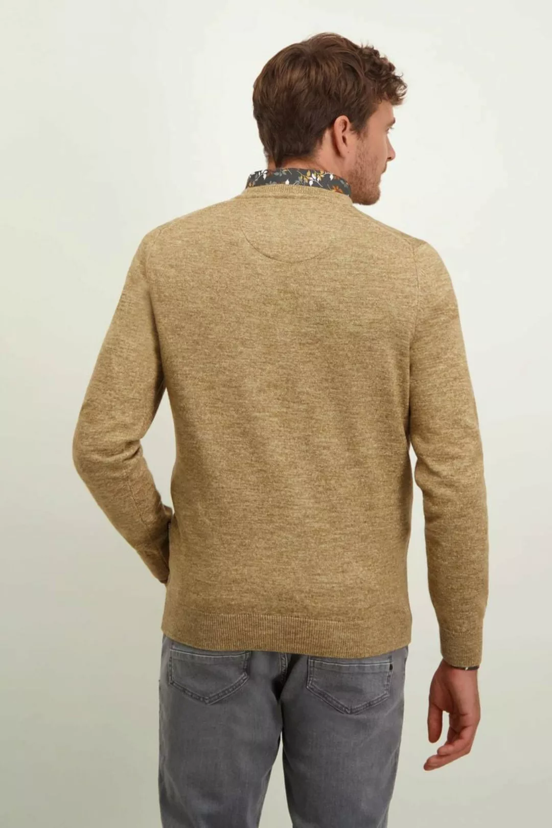 State Of Art Pullover mit V-Ausschnitt Beige Melange - Größe 3XL günstig online kaufen