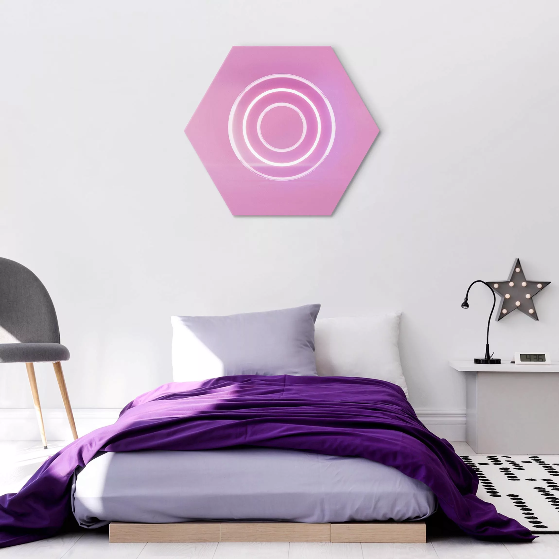 Hexagon-Alu-Dibond Bild Neon Gamer Symbol Kreis günstig online kaufen