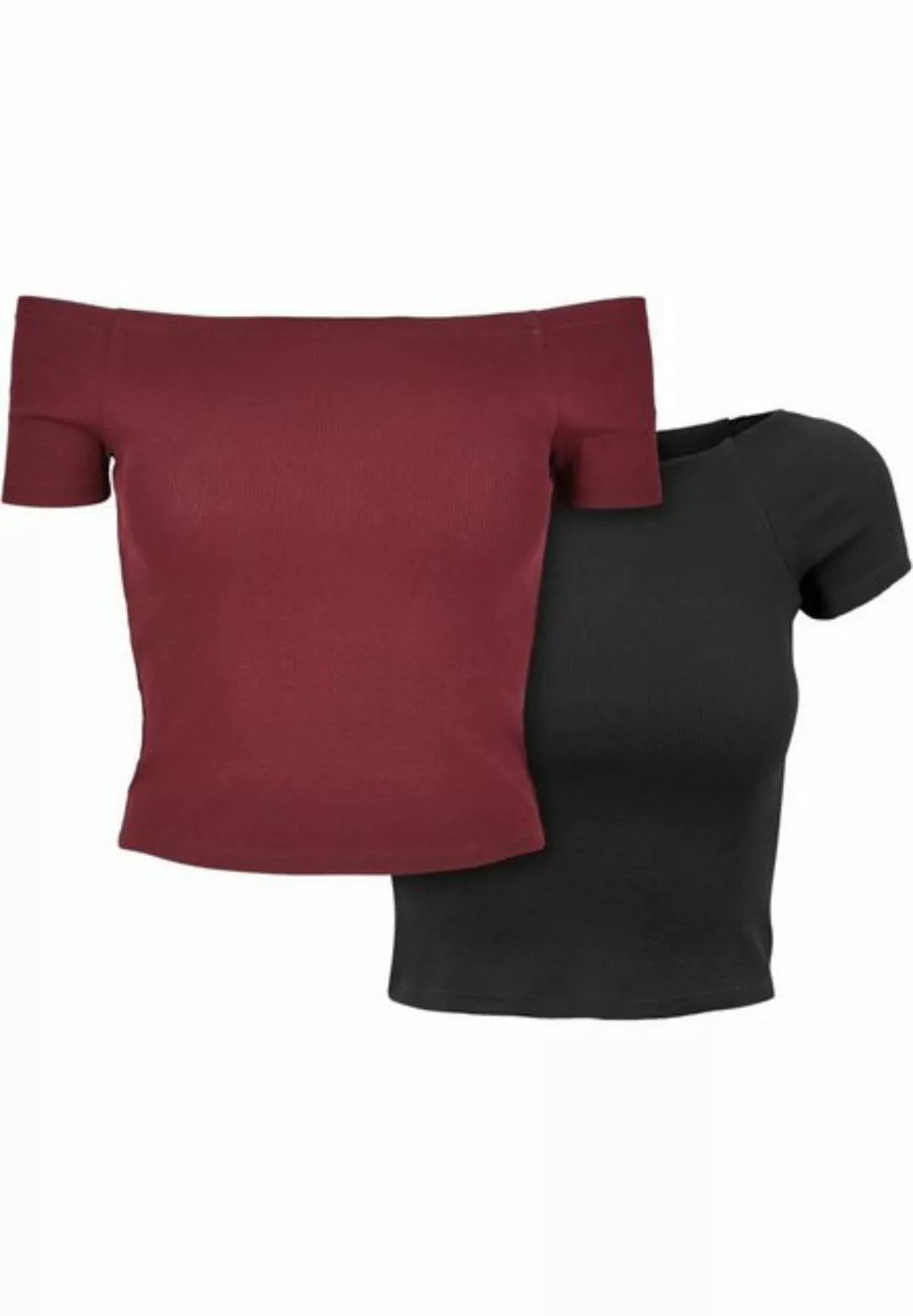 URBAN CLASSICS T-Shirt TB1500A - Ladies Off Shoulder Rib Tee 2-Pack redwine günstig online kaufen