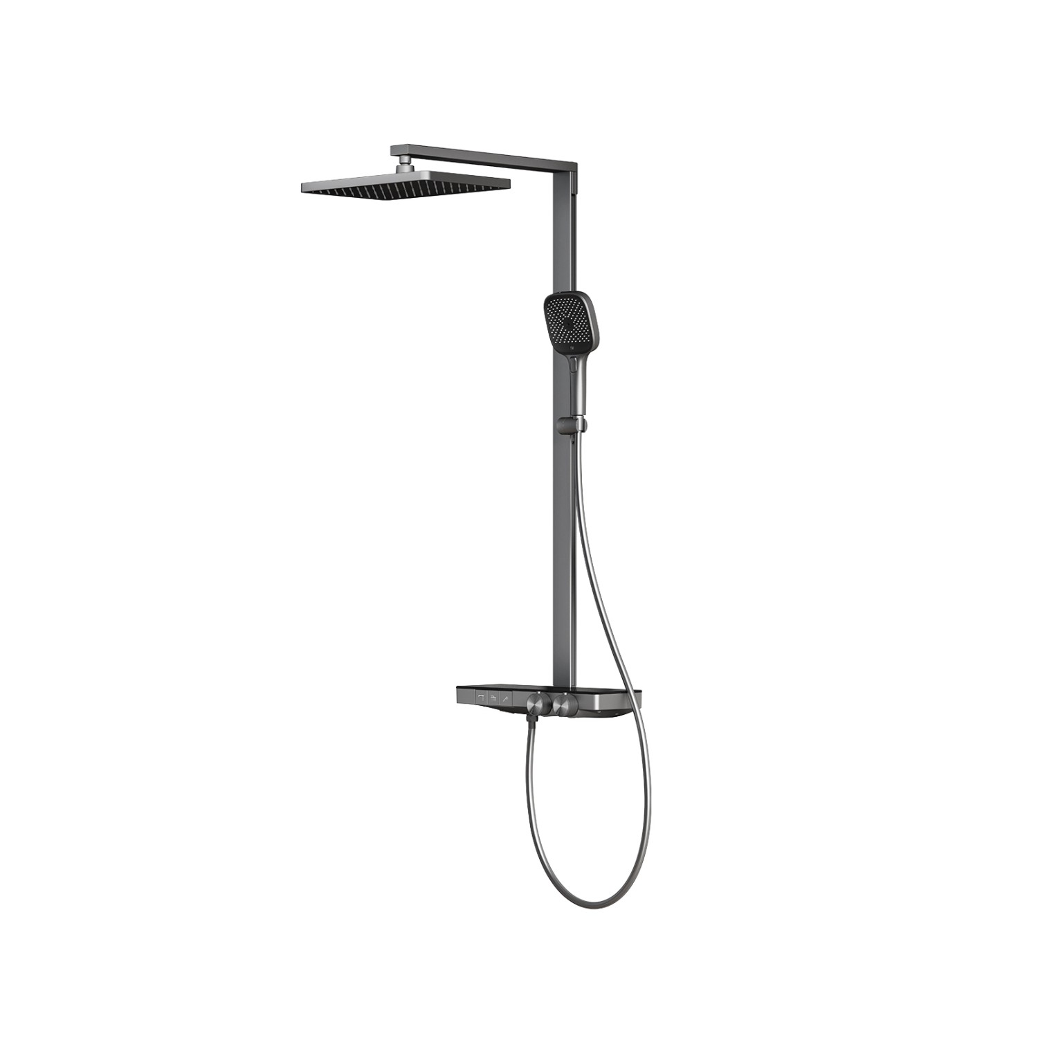 Emke Duschsystem mit Thermostat 36x24 cm Regenduschkopf Anthrazit Matt 4-St günstig online kaufen
