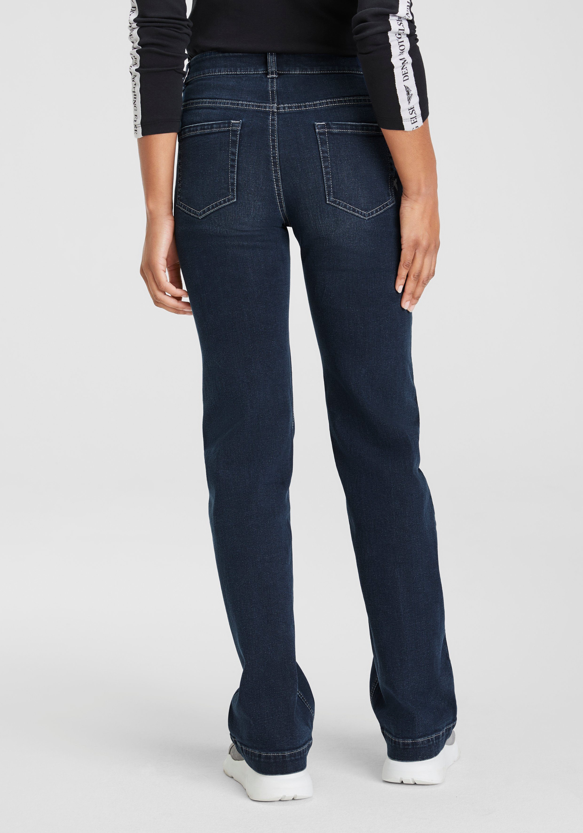 Arizona Gerade Jeans weite Beinform, Used-Look-Waschung, günstig online kaufen