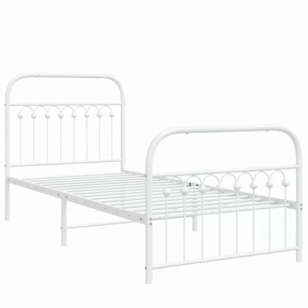 vidaXL Bett Bettgestell mit Kopf- und Fußteil Metall Weiß 90x190 cm günstig online kaufen