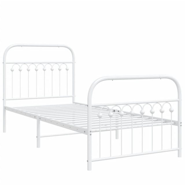 vidaXL Bett Bettgestell mit Kopf- und Fußteil Metall Weiß 90x200 cm günstig online kaufen