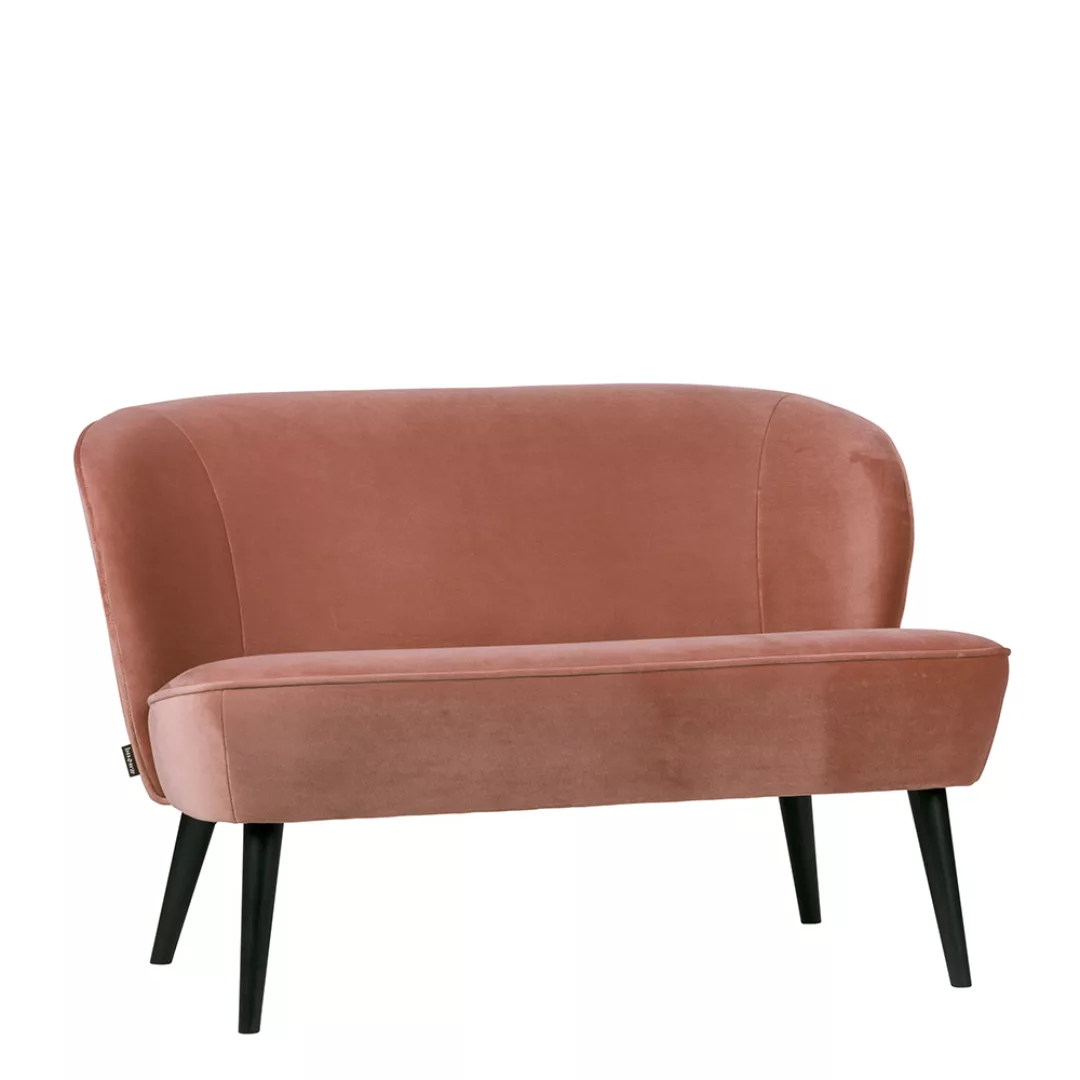 Sofa aus Samt in Rosa Birke Massivholz in Schwarz günstig online kaufen