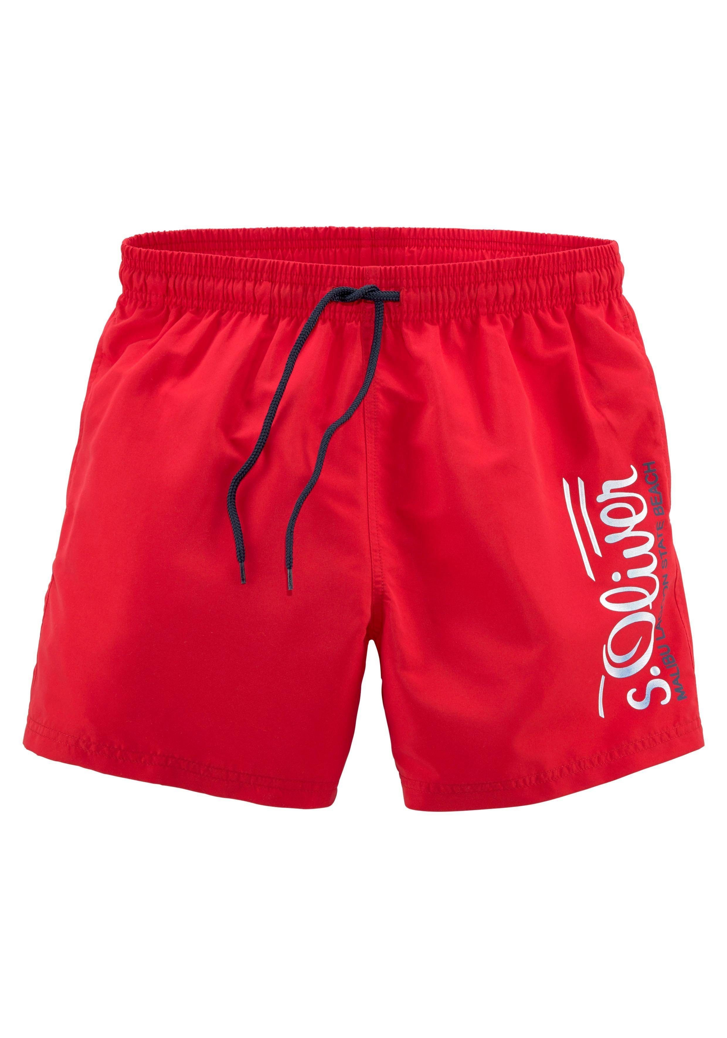 s.Oliver Badeshorts mit Logodruck und kontrastfarbenen günstig online kaufen