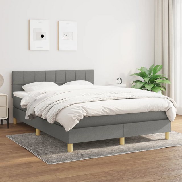 vidaXL Bettgestell Boxspringbett mit Matratze Dunkelgrau 140x200 cm Stoff B günstig online kaufen