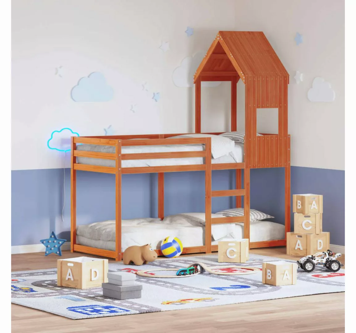 vidaXL Bett, Dach für Kinderbett Wachsbraun 55x84x132 cm Massivholz günstig online kaufen