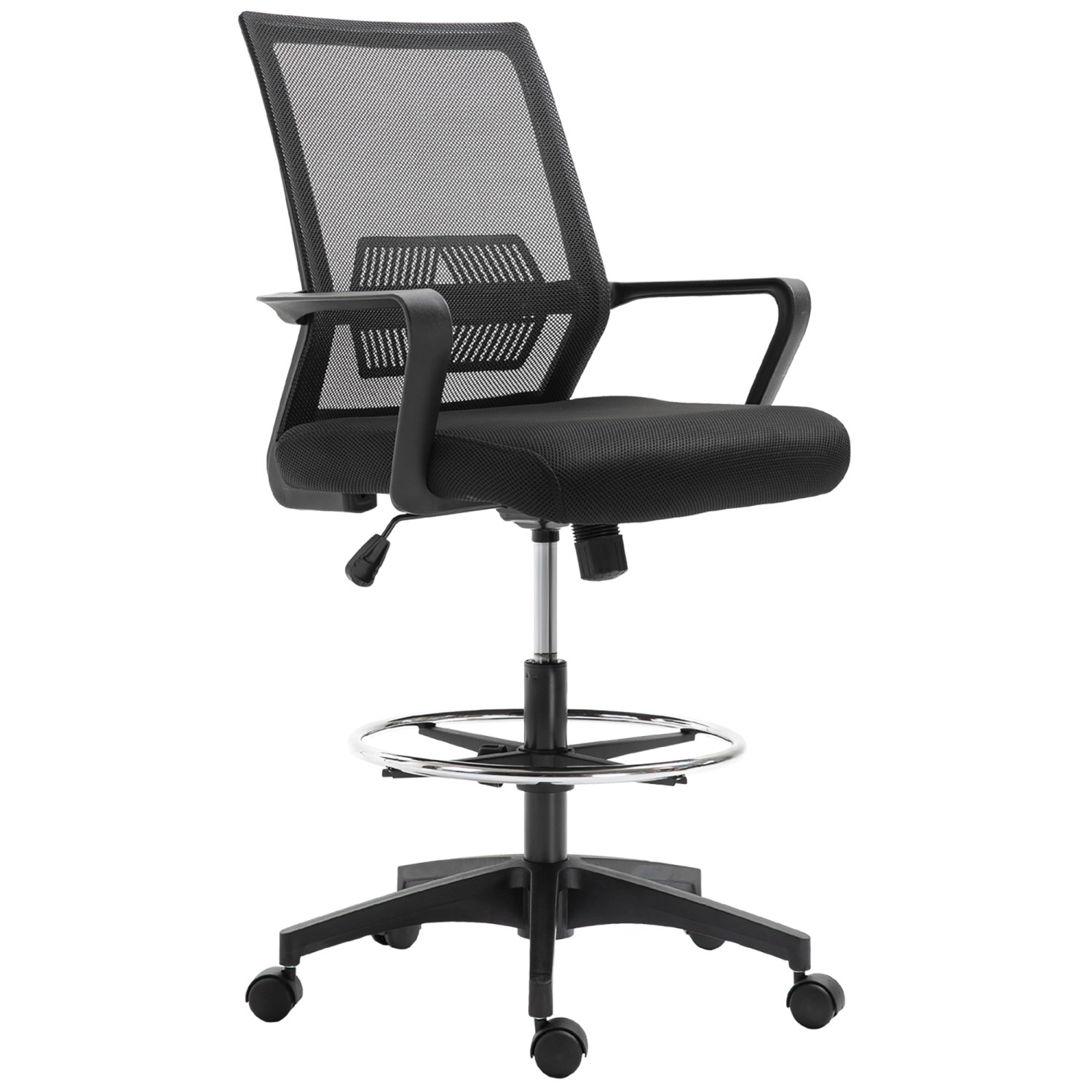 Vinsetto Bürostuhl Polyester Kunststoff 64L x 59B x 104-124H cm Schwarz günstig online kaufen