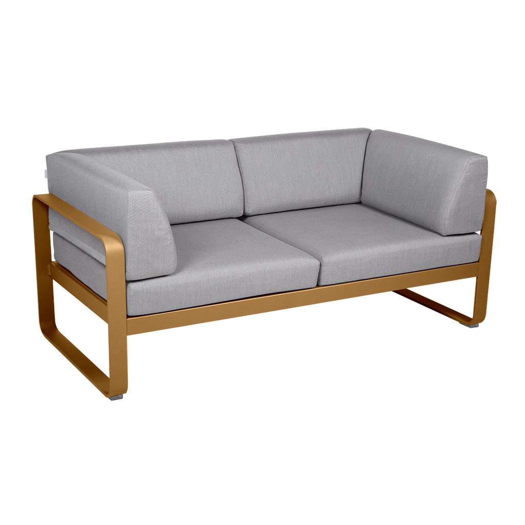 Bellevie 2-Sitzer Club Sofa D2 Lebkuchen 79 Flanellgrau günstig online kaufen