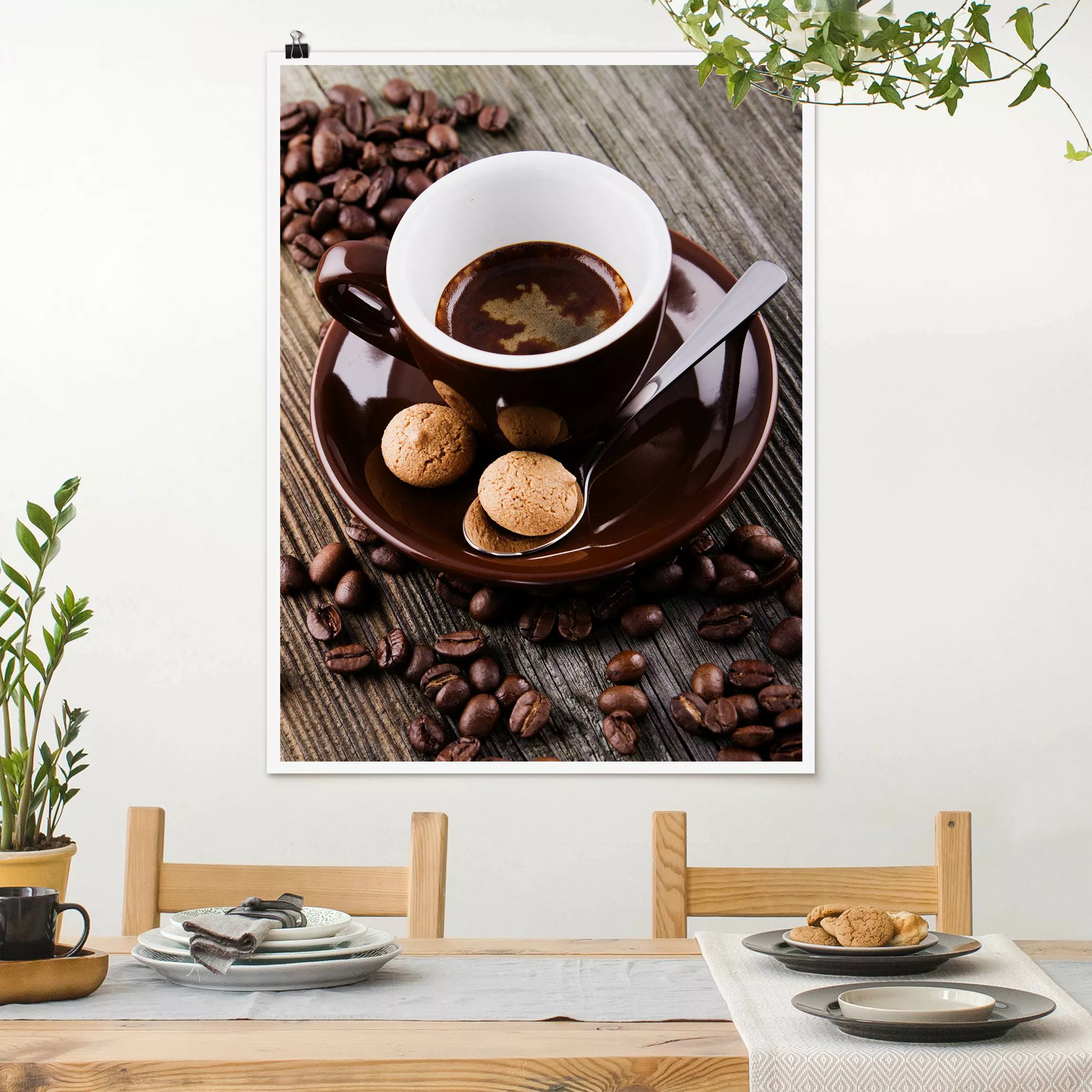 Poster Kaffeetasse mit Kaffeebohnen günstig online kaufen