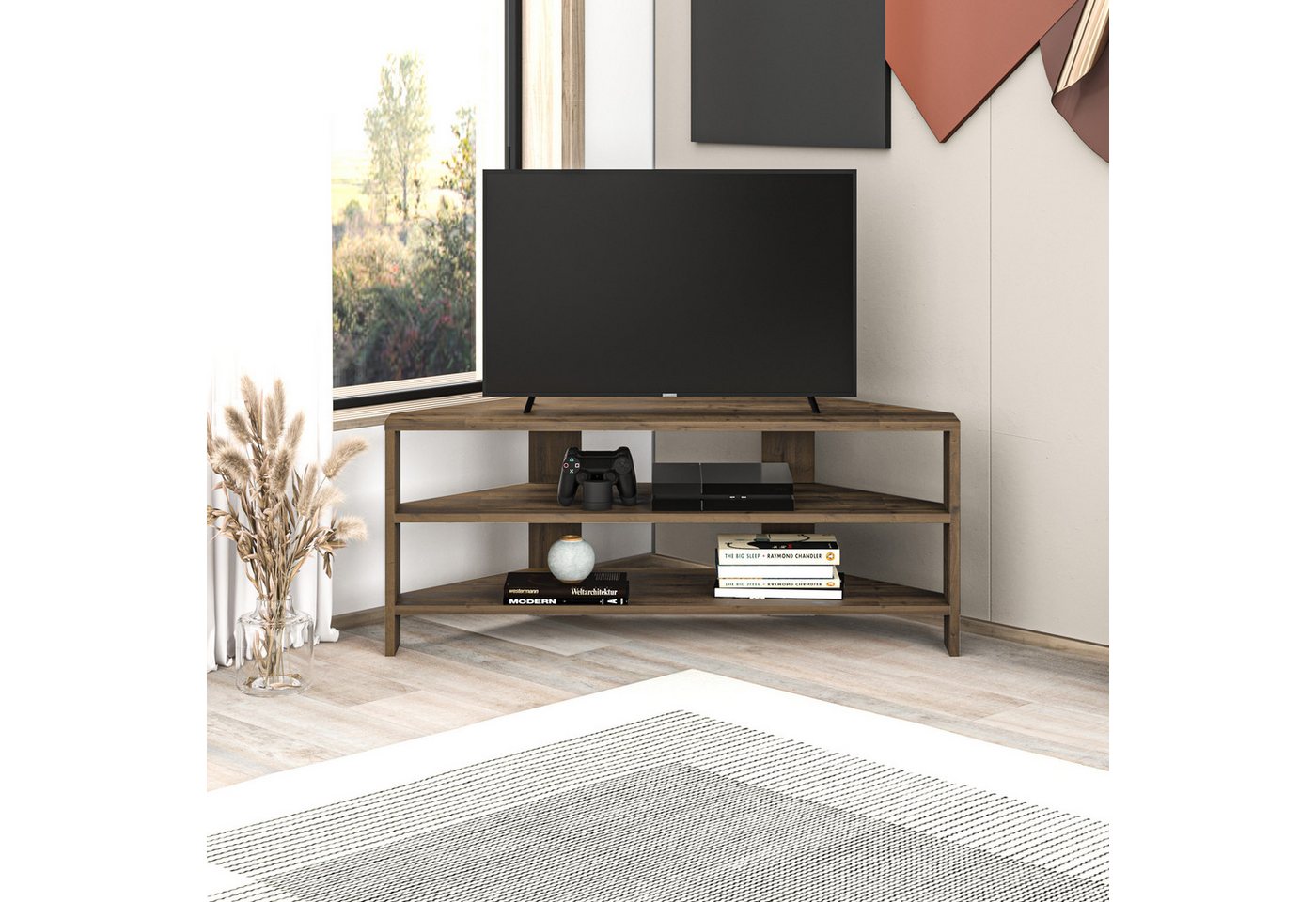 Decortie TV-Schrank Thales (1 set) Modernes Eck-Fernsehgerät Multimedia-Cen günstig online kaufen