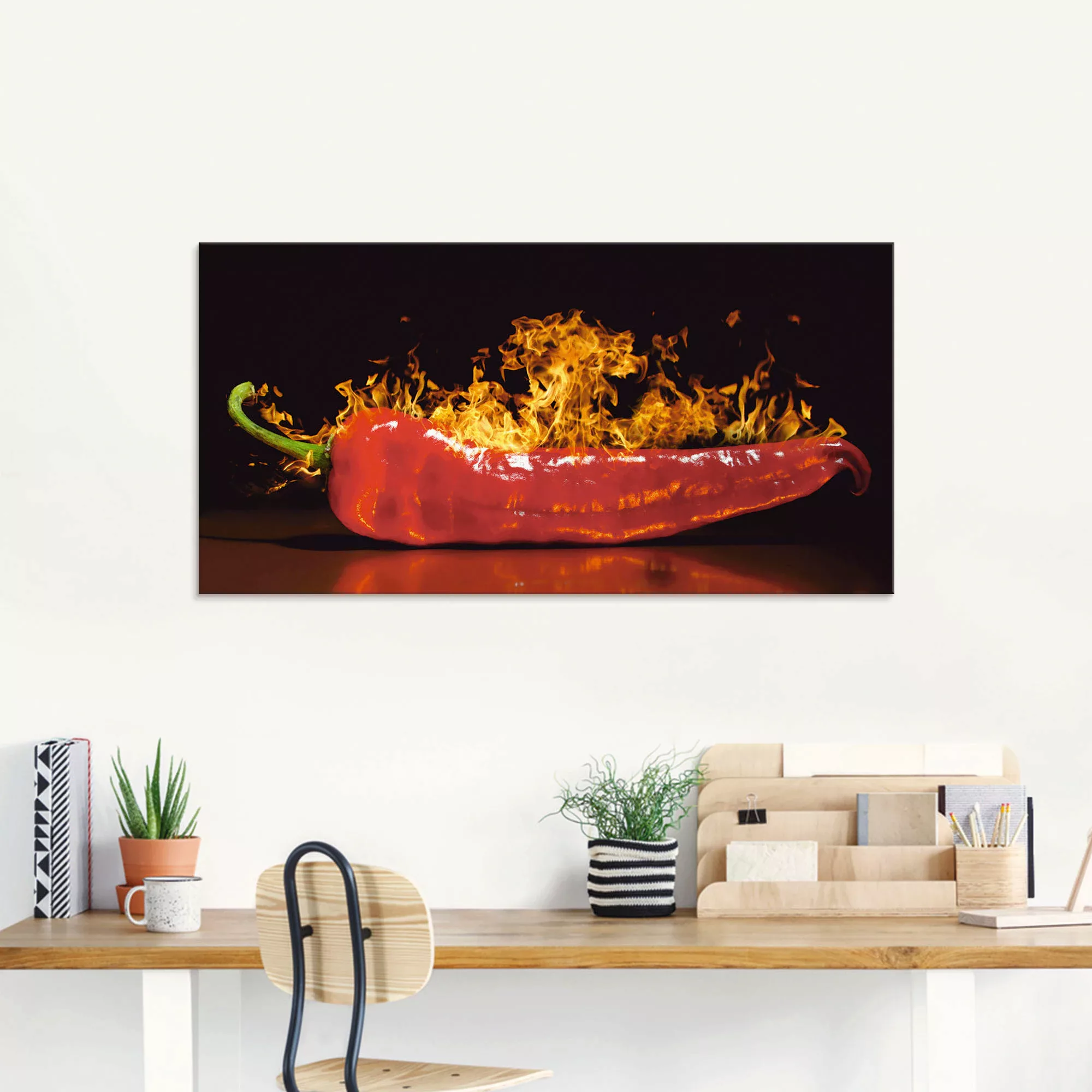 Artland Glasbild "Roter scharfer Chilipfeffer", Lebensmittel, (3 St.), in v günstig online kaufen
