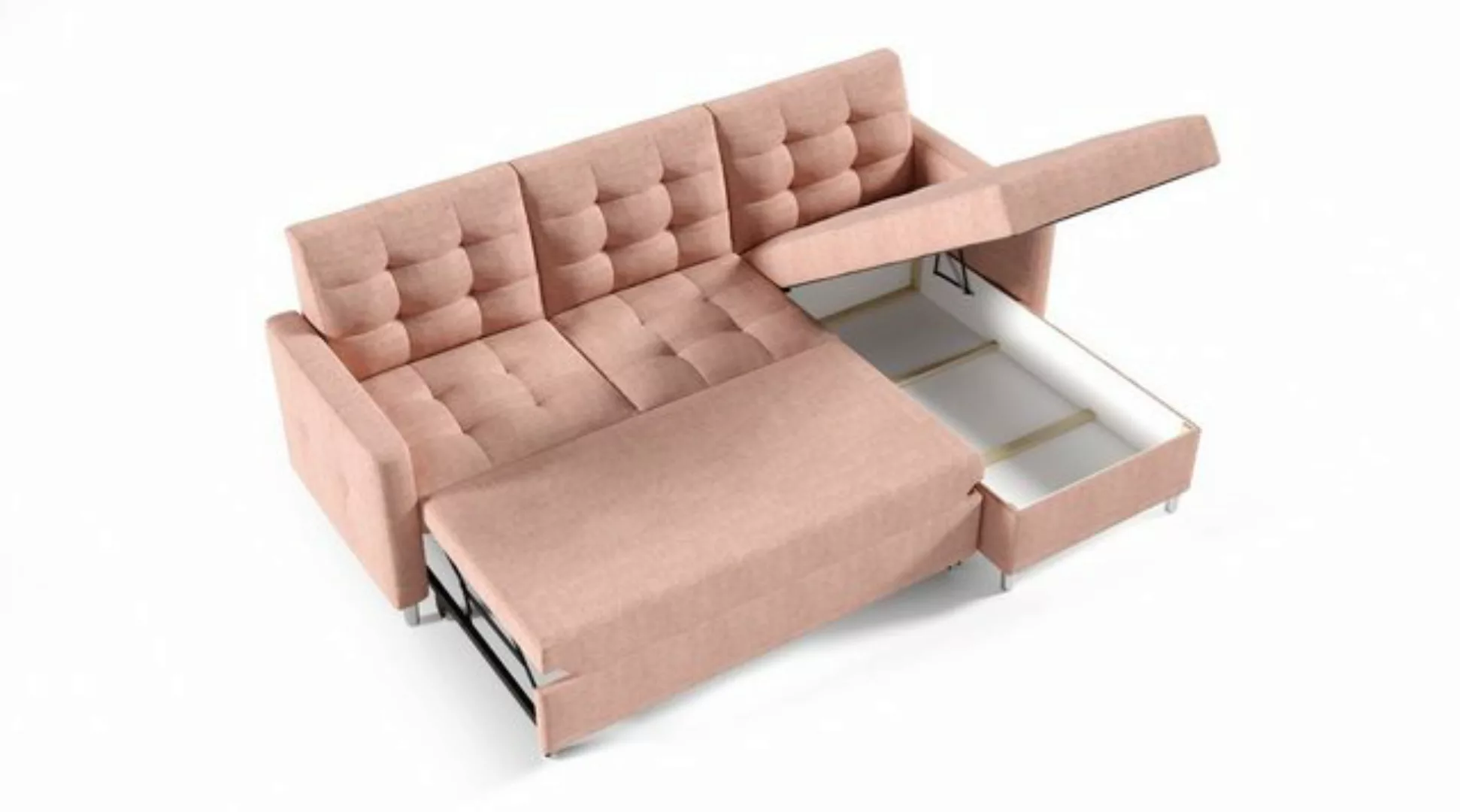 Fun Möbel Ecksofa Ecksofa Sofa NURI mit Ottomane in Stoff Luis, inkl. Schla günstig online kaufen