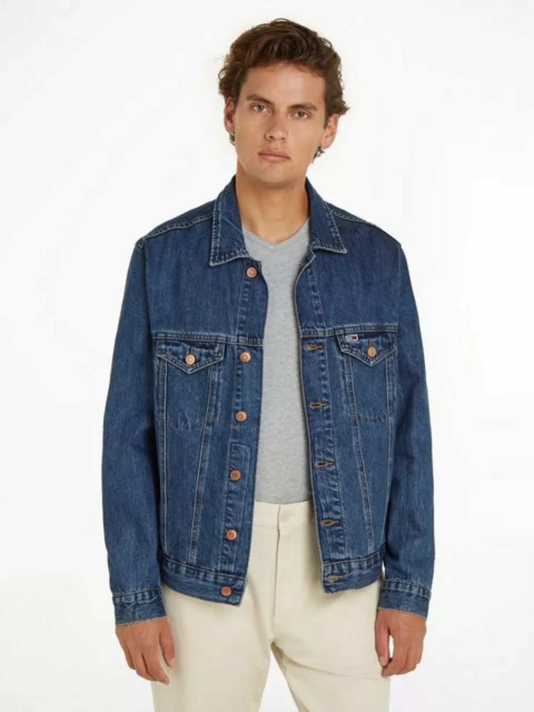 Tommy Jeans Jeansjacke RYAN RGLR TRCKR JCKT leichte Used-Effekte günstig online kaufen