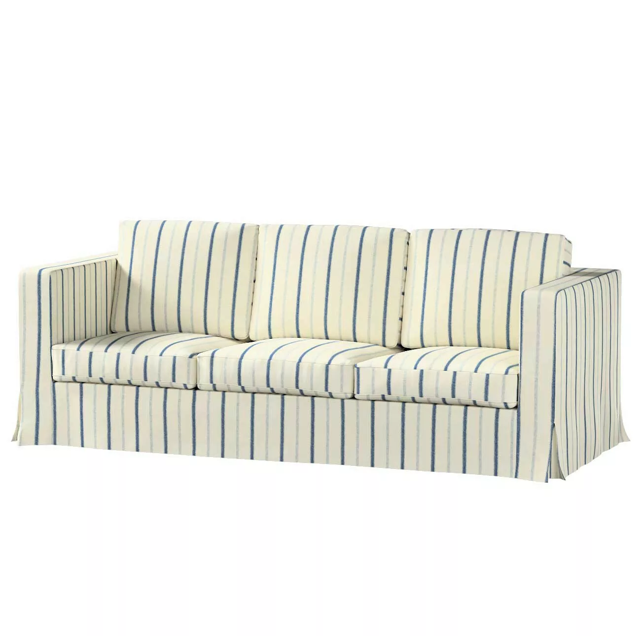 Bezug für Karlanda 3-Sitzer Sofa nicht ausklappbar, lang, creme- blau gestr günstig online kaufen