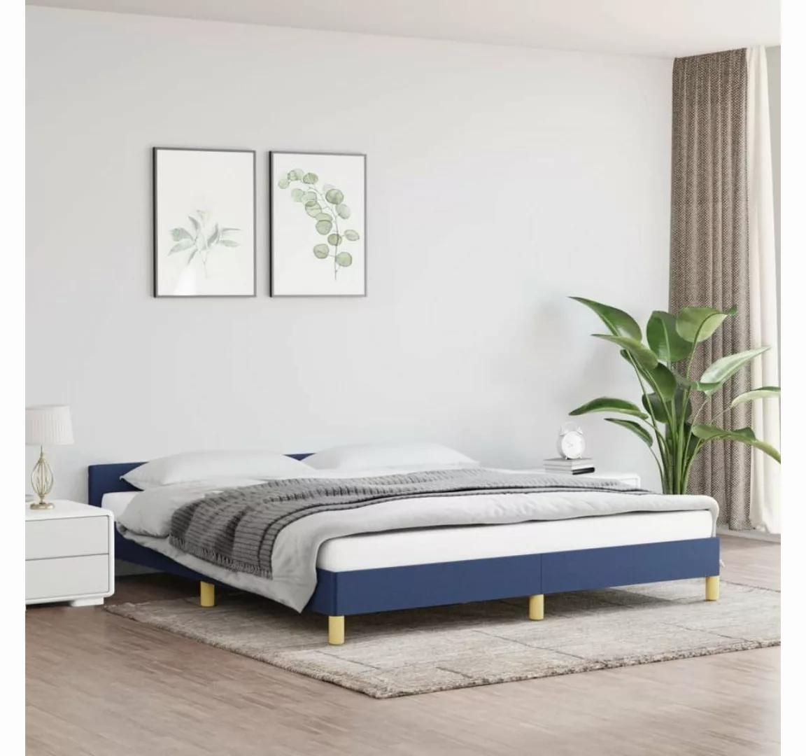 furnicato Bett Bettgestell mit Kopfteil Blau 180x200 cm Stoff günstig online kaufen