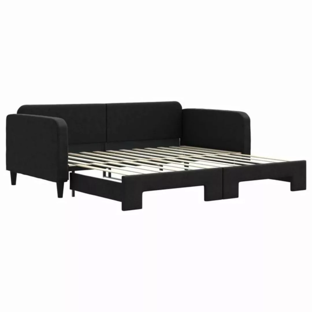 furnicato Bett Tagesbett Ausziehbar Schwarz 100x200 cm Stoff (1-tlg) günstig online kaufen