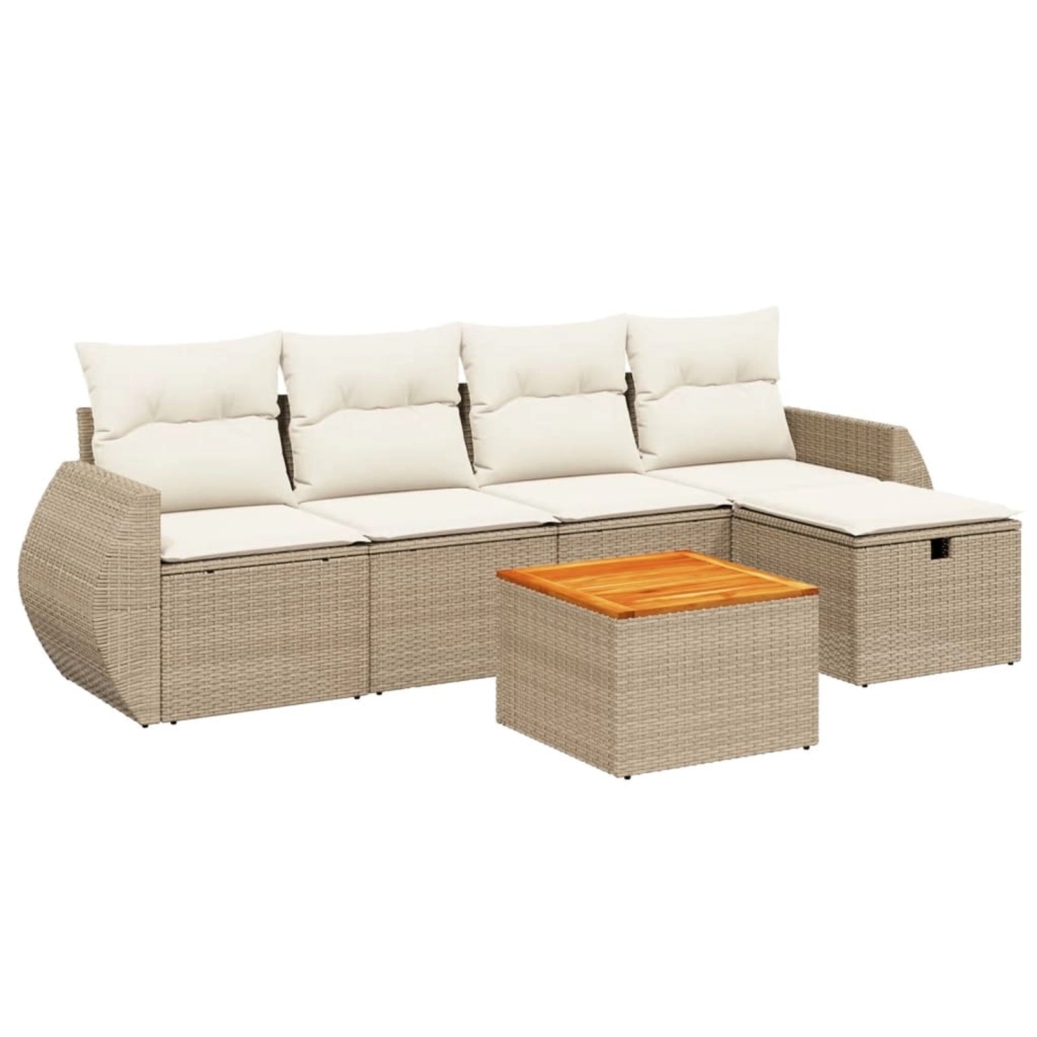 vidaXL 6-tlg Garten-Sofagarnitur mit Kissen Beige Poly Rattan Modell 150 günstig online kaufen