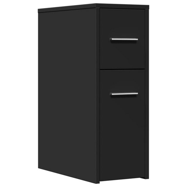 vidaXL Fächerschrank Badschrank Schmal mit Rollen Schwarz Holzwerkstoff (1- günstig online kaufen