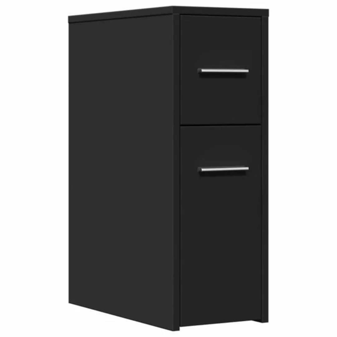 vidaXL Aktenschrank Badschrank Schmal mit Rollen Schwarz Spanplatte günstig online kaufen