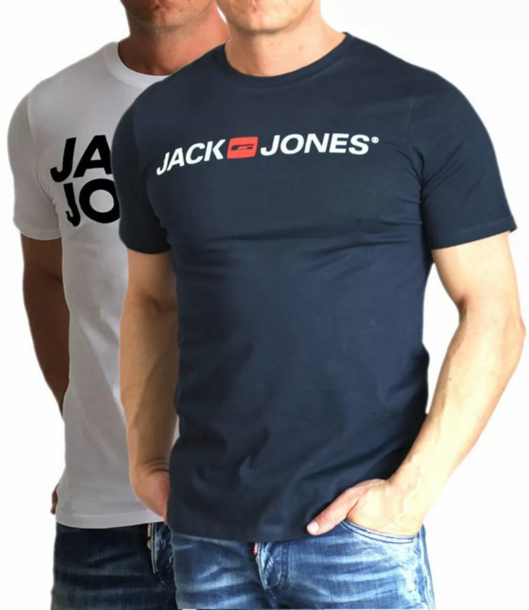 Jack & Jones T-Shirt Bequemes Logo-Shirt mit Printdruck (2er-Pack) günstig online kaufen