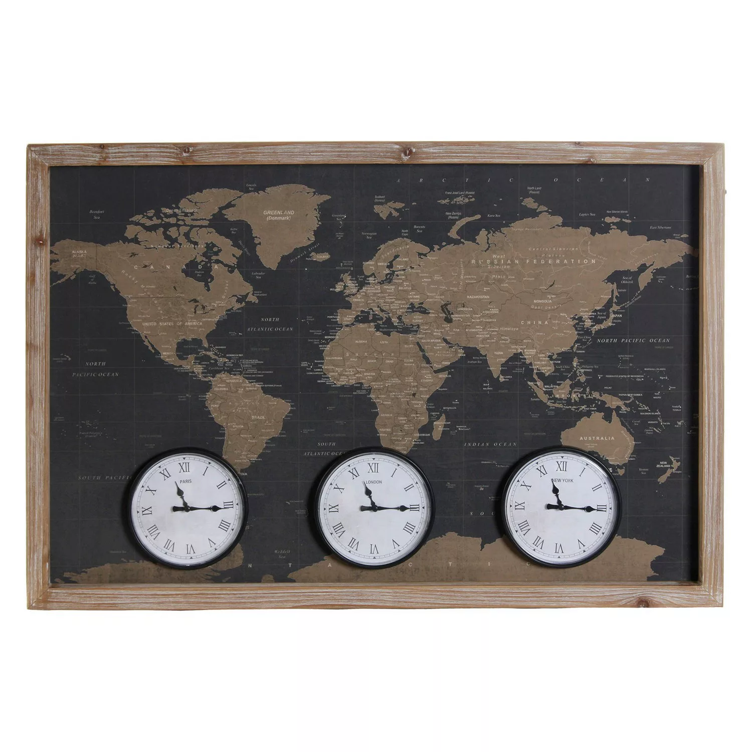 Wanduhr Dkd Home Decor Metall Holz Mdf Weltkarte (90 X 5 X 60 Cm) günstig online kaufen