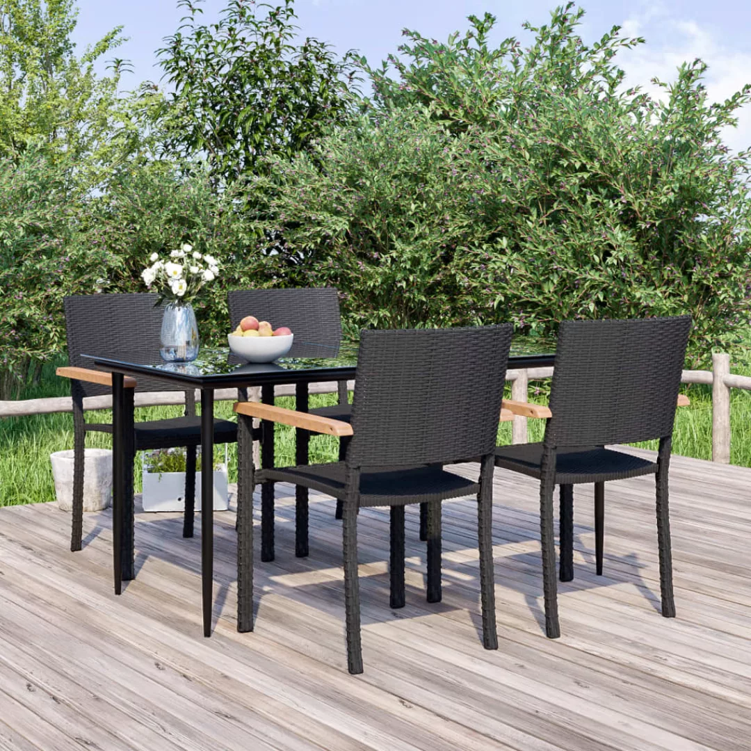 Vidaxl 5-tlg. Garten-essgruppe Schwarz Poly Rattan günstig online kaufen