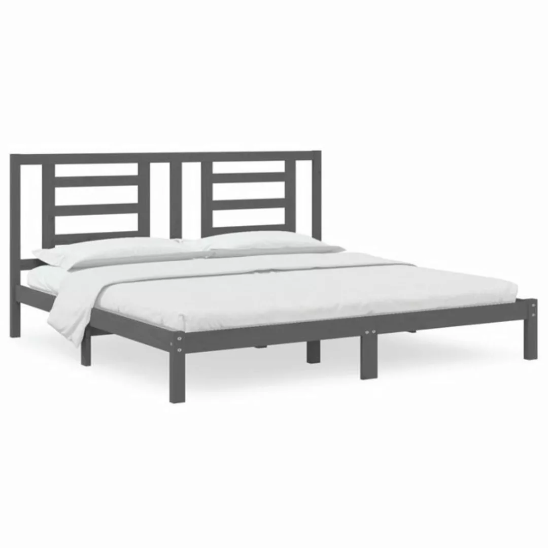 vidaXL Bettgestell Massivholzbett Grau Kiefer 200x200 cm Bett Bettgestell D günstig online kaufen