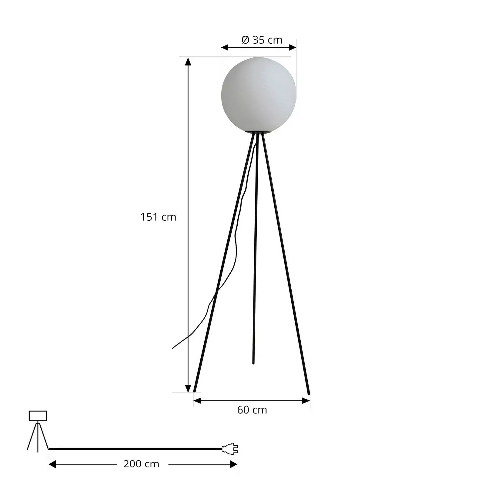 Lucande Stehleuchte Kestralia, weiß, Glas, Ø 35 cm, E27 günstig online kaufen