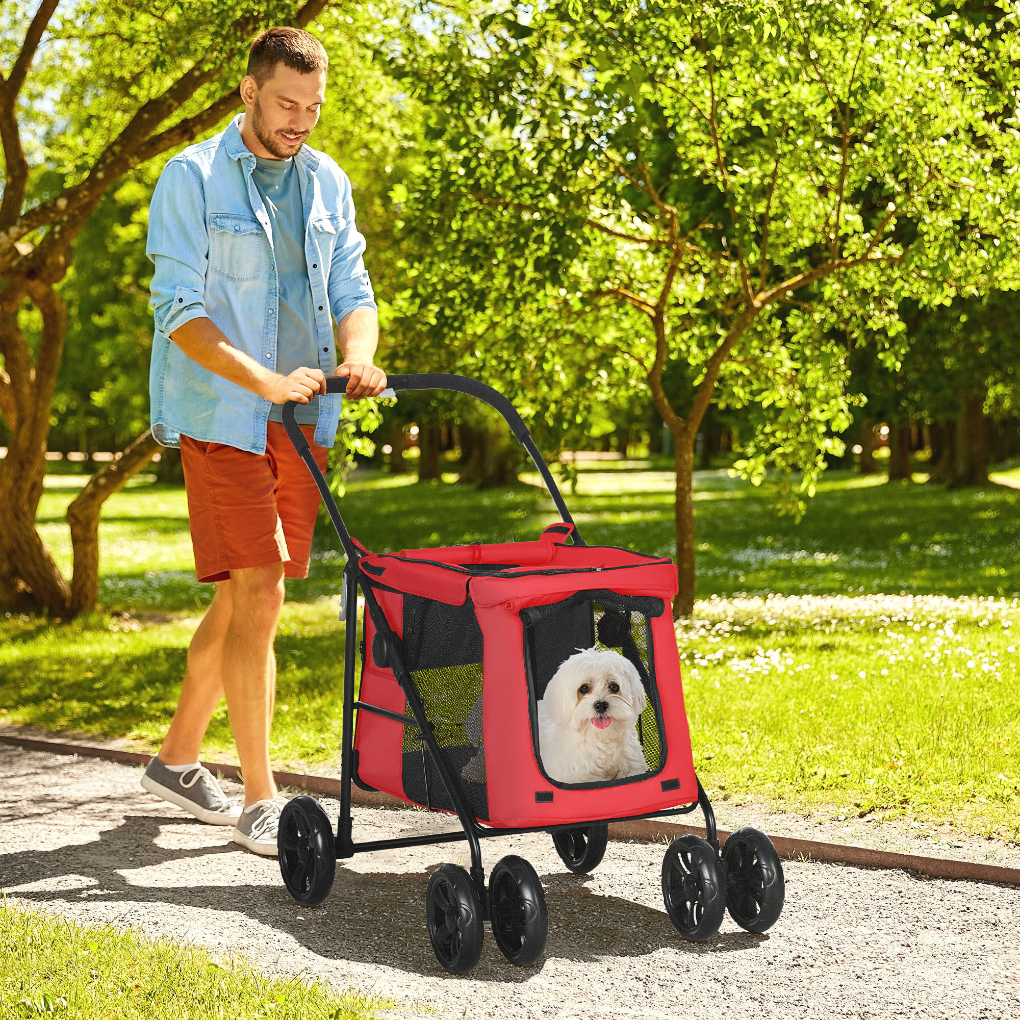 PawHut Hundekinderwagen zusammenklappbar Haustier Hund Katze Kissen inklusi günstig online kaufen