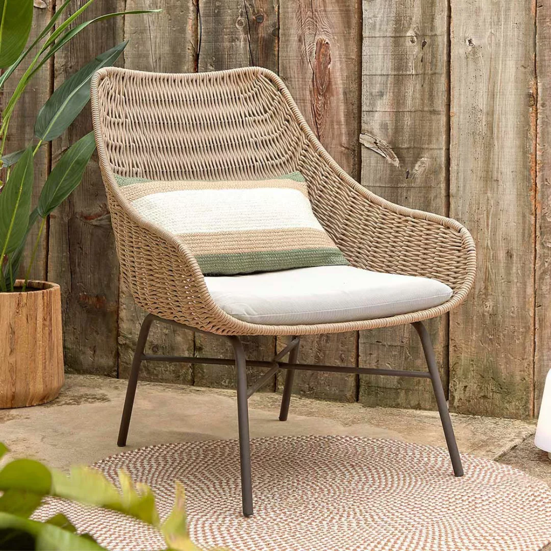 Lounge Sessel für wettergeschützte Terrasse Beige (2er Set) günstig online kaufen