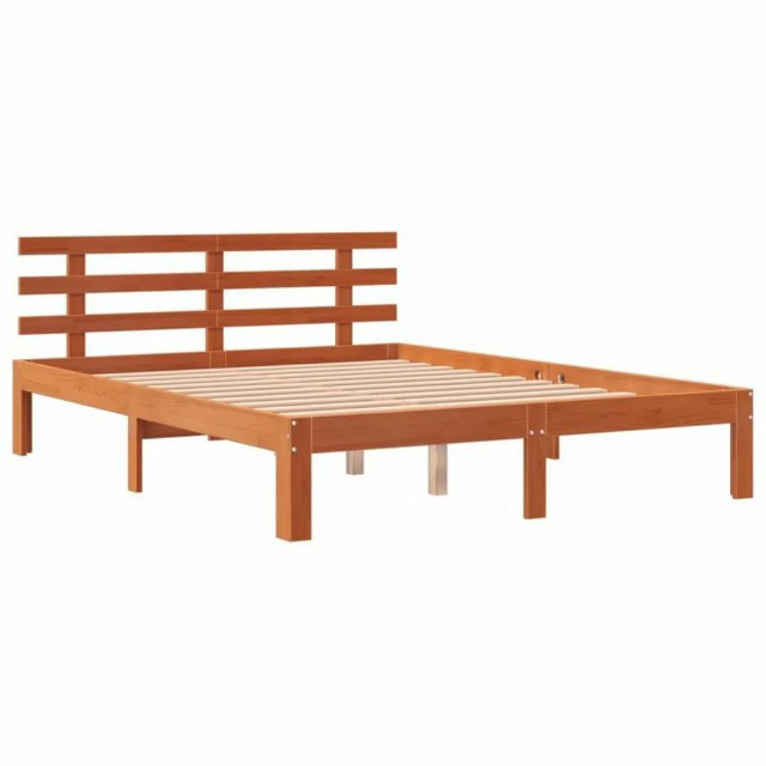 vidaXL Bett Massivholzbett ohne Matratze Wachsbraun 120x190 cm Kiefernholz günstig online kaufen